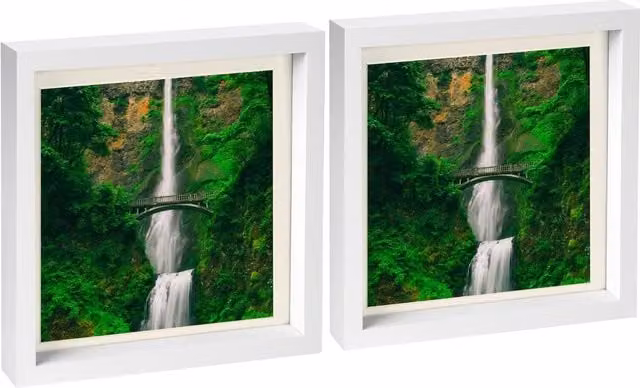 Nicola Spring White Square Single 3D Box Photo Frame, Pack of 2, W/D/H: 25.4 x 25.4 x 25.4 cm