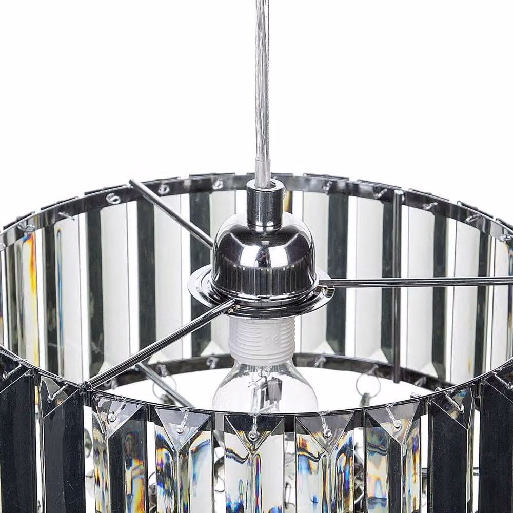 Wyld and Coco Glamour Pendant Lamp in Grey Metal with Transparent Droplets, Height: 83 cm – 4