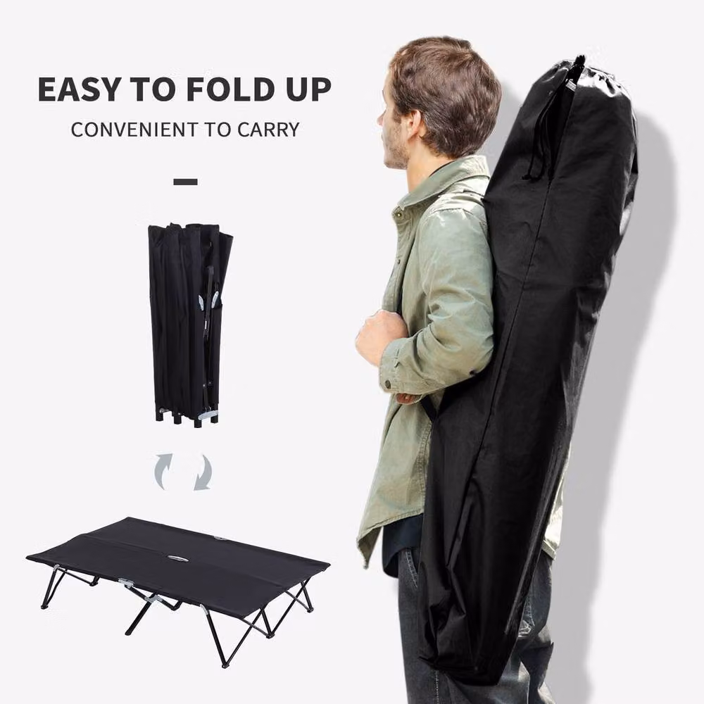 Kelvenix Black Double Camping Folding Cot Portable Sleeping Bed with Carry Bag, W/D/H: 200 x 100 x 40 cm – 3