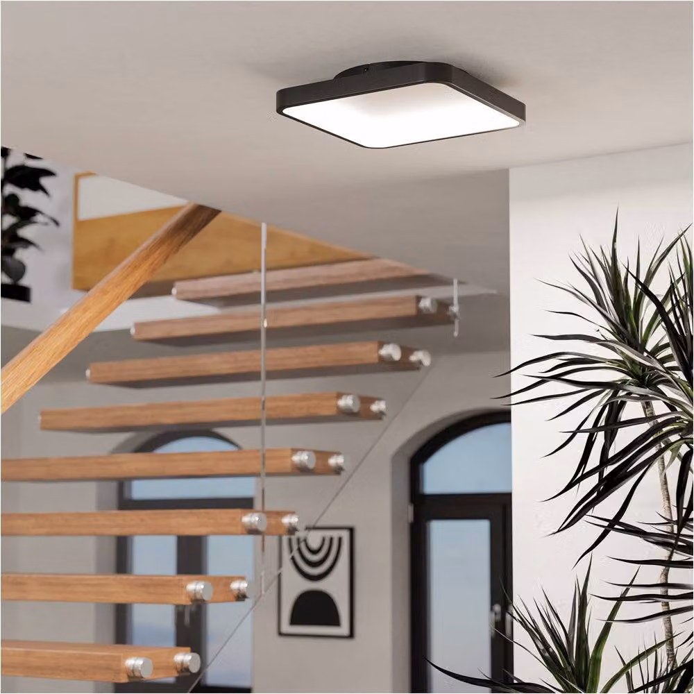 Loops Modern Black Square LED Ceiling Light with Bulb Included – 3