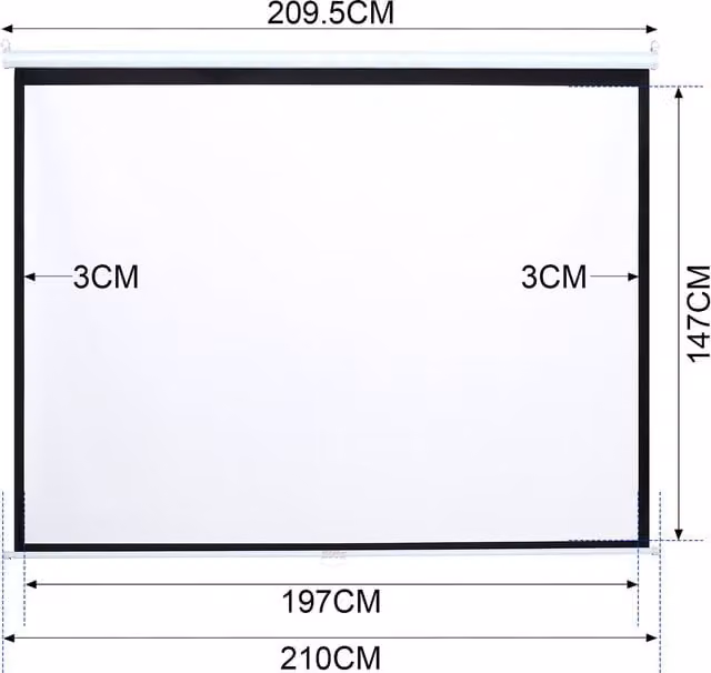 Living Star Manual Pull Down Retractable Projector Screen, White, W: 210.0 cm, H: 147.0 cm