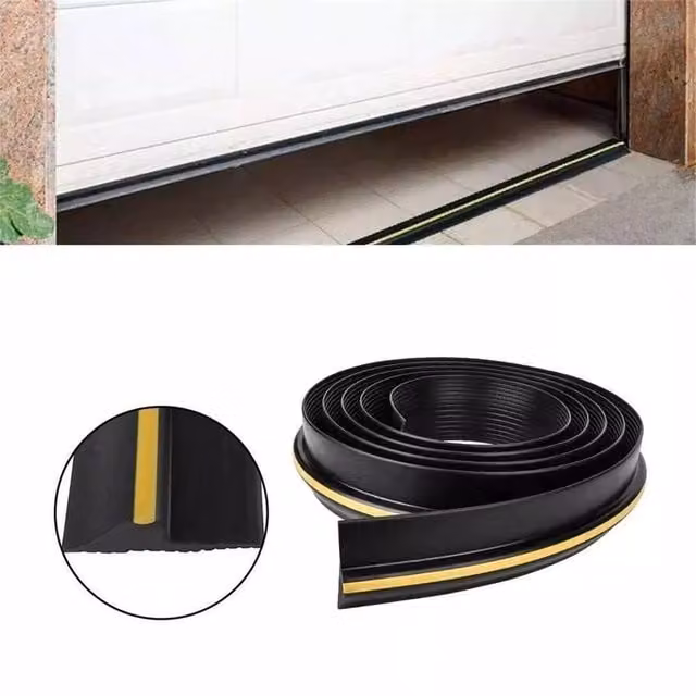VOGREX 8ft EPDM Rubber Garage Door Weather Seal Threshold Floor Strip, Black – 1