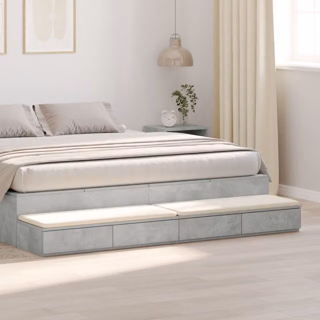 Berkfield Home Bed Drawers in Concrete Grey, W/D/H: 180 x 36.5 x 16.5 cm – 1