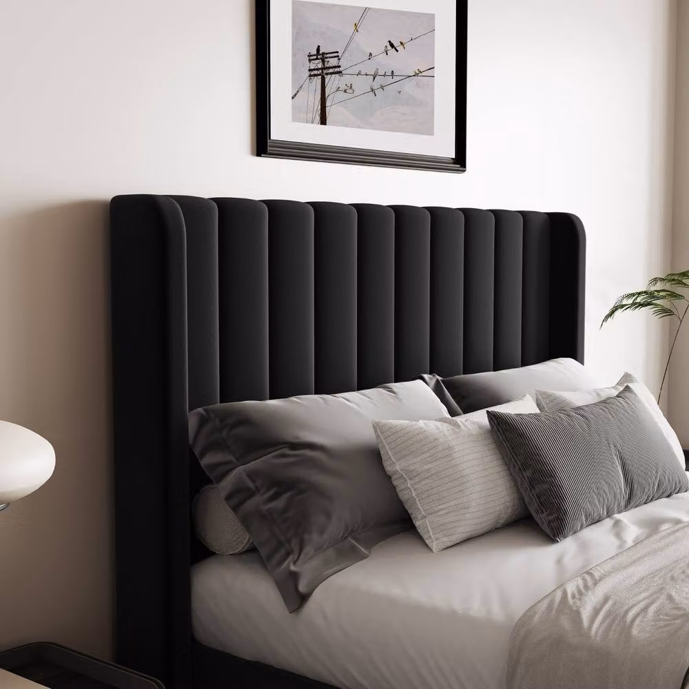 Modish Furnishing Maddison Black Velvet Upholstered Ottoman Storage Bed, W: 140 cm, L: 200 cm – 3