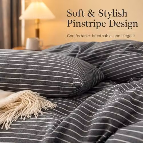 Grace 4 Piece Microfibre Reversible Duvet Cover Set with Fitted Sheet in Black, Anthracite or Grey, W/D/H: 200 x 200 cm – 5