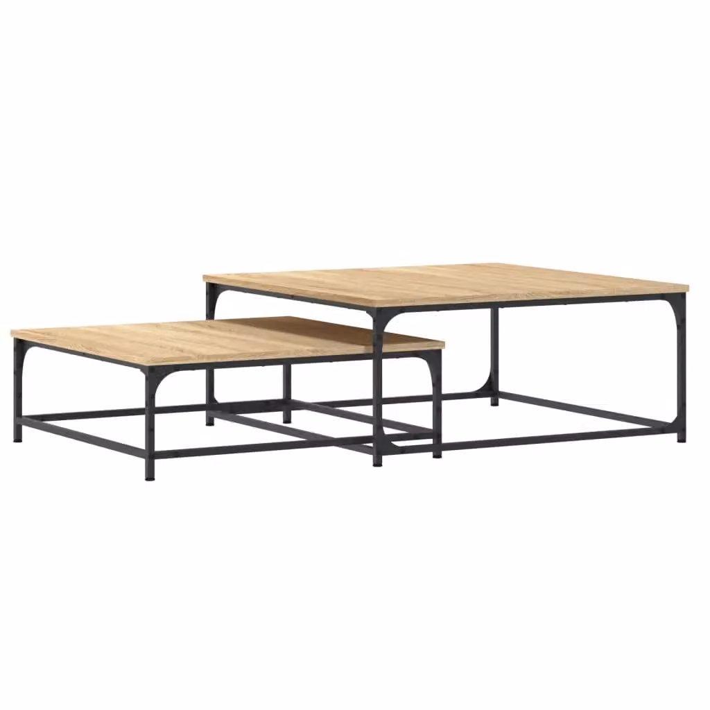 Berkfield Home Nesting Coffee Tables, 2 Piece Set in Brown Sonoma Oak Engineered Wood – 2