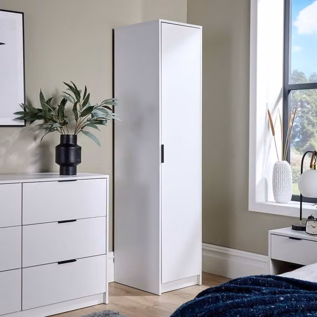 Home Source Phoenix 1 Door Wardrobe in White – 1