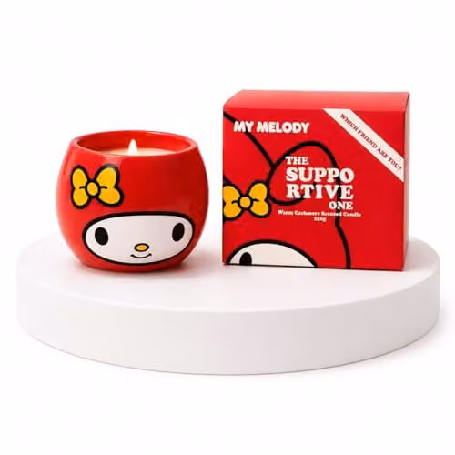 Hello Kitty Warm Cashmere Scented Candle, Red Ceramic Decorative Jar, 200g