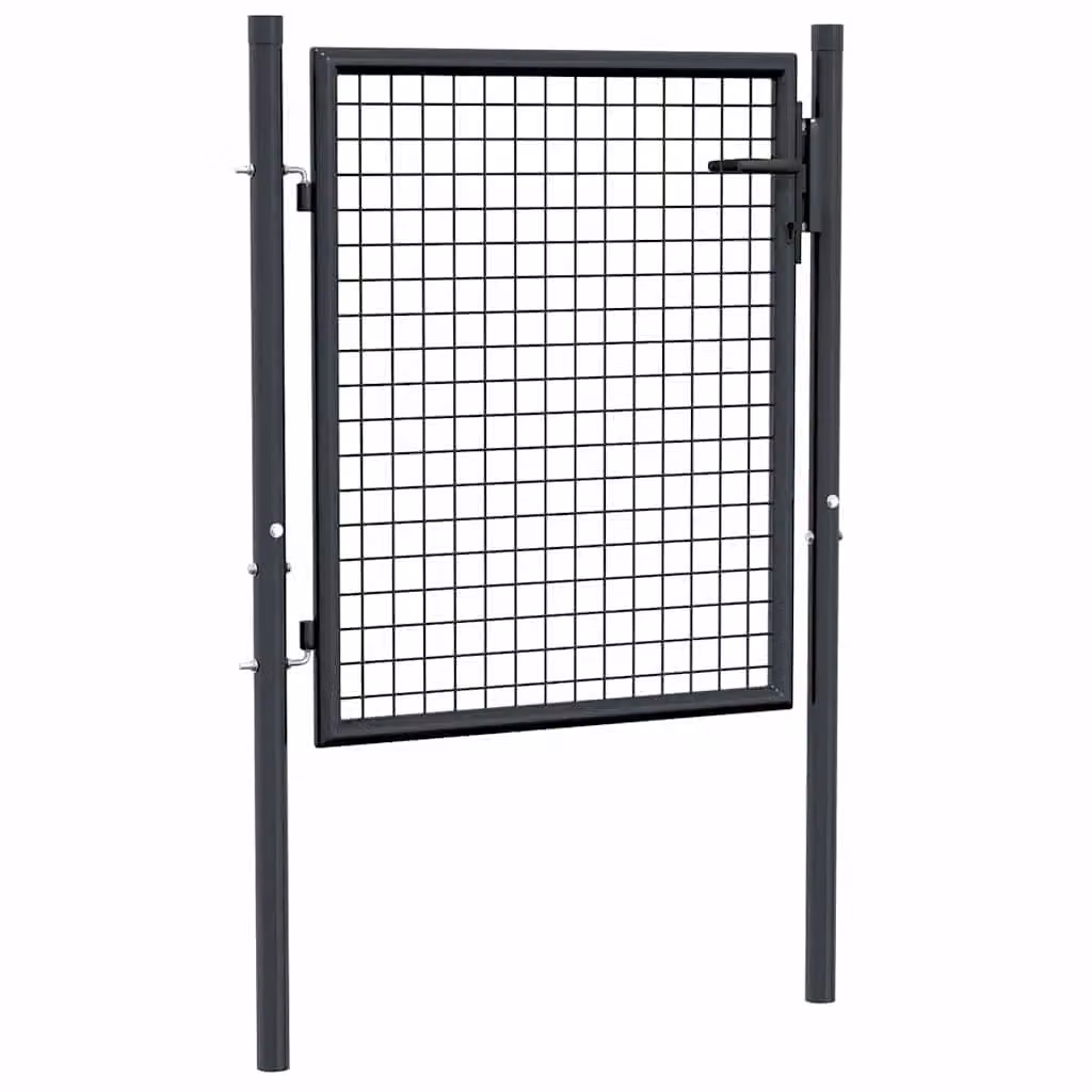 Berkfield Home Single Swing Mesh Garden Gate in Grey Galvanised Steel, W: 100 cm, H: 125 cm – 2