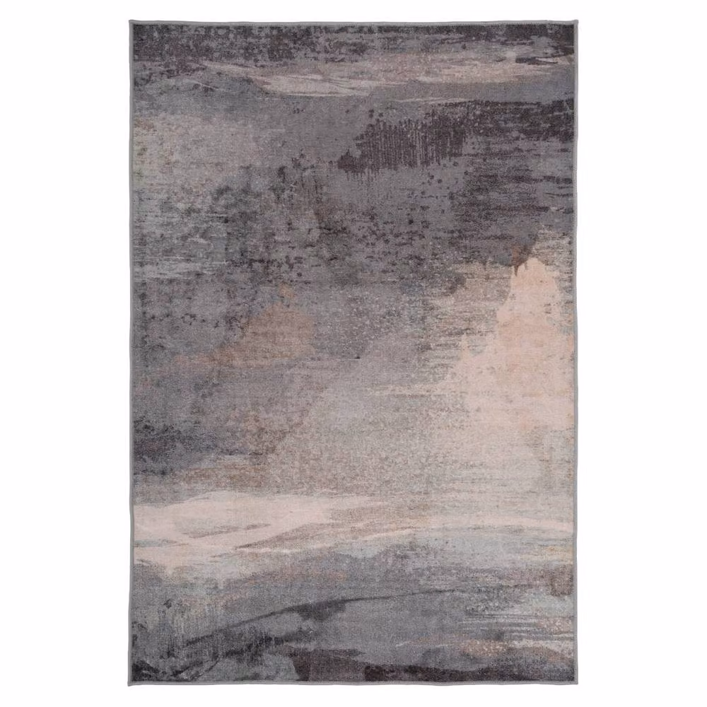 Kukoon Abstract Design Cotton Chenille Rug in Blue and Grey, W: 60 cm, L: 240 cm – 5