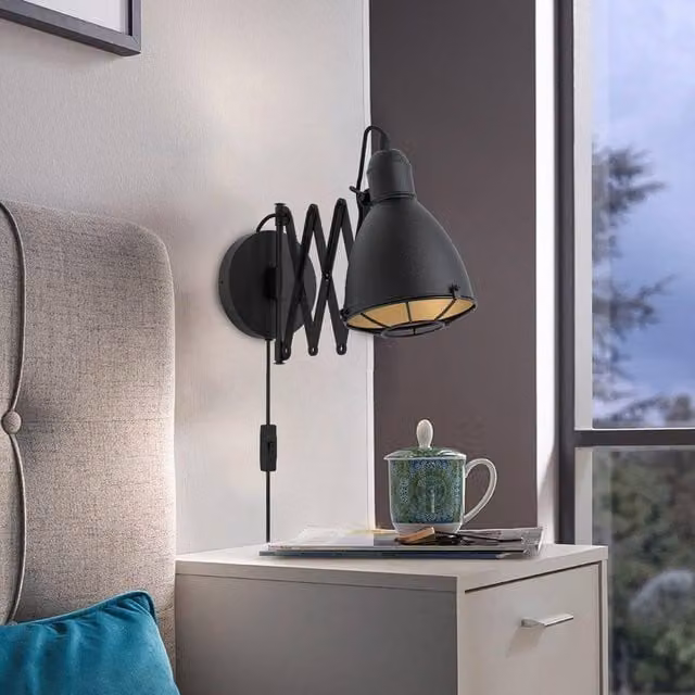 Eglo Treburley Adjustable Metal Wall Light in Black and Gold/Brass – 1