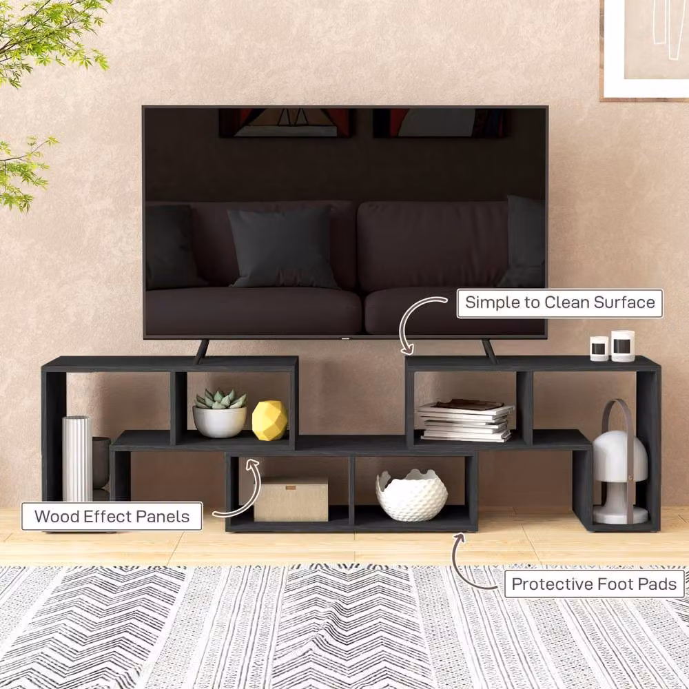 Wyld Haus Tota 134 Black Wood Effect 3 Block Modular TV Stand – 5