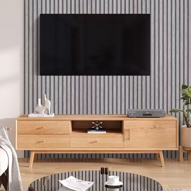Livingandhome Grey Wood Effect PVC Self Adhesive Stripe Wallpaper