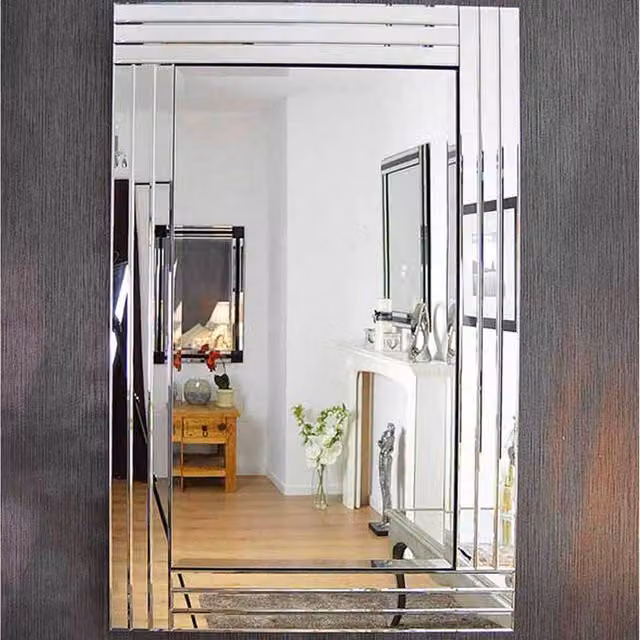 MirrorOutlet Eden Triple Edge Venetian Mirror, Silver, W: 120 cm, H: 80 cm