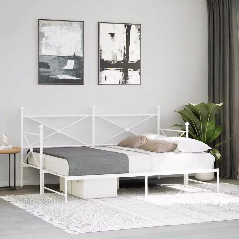 Berkfield Home White Metal Daybed with Trundle, W/D/H: 90 x 200 cm – 2
