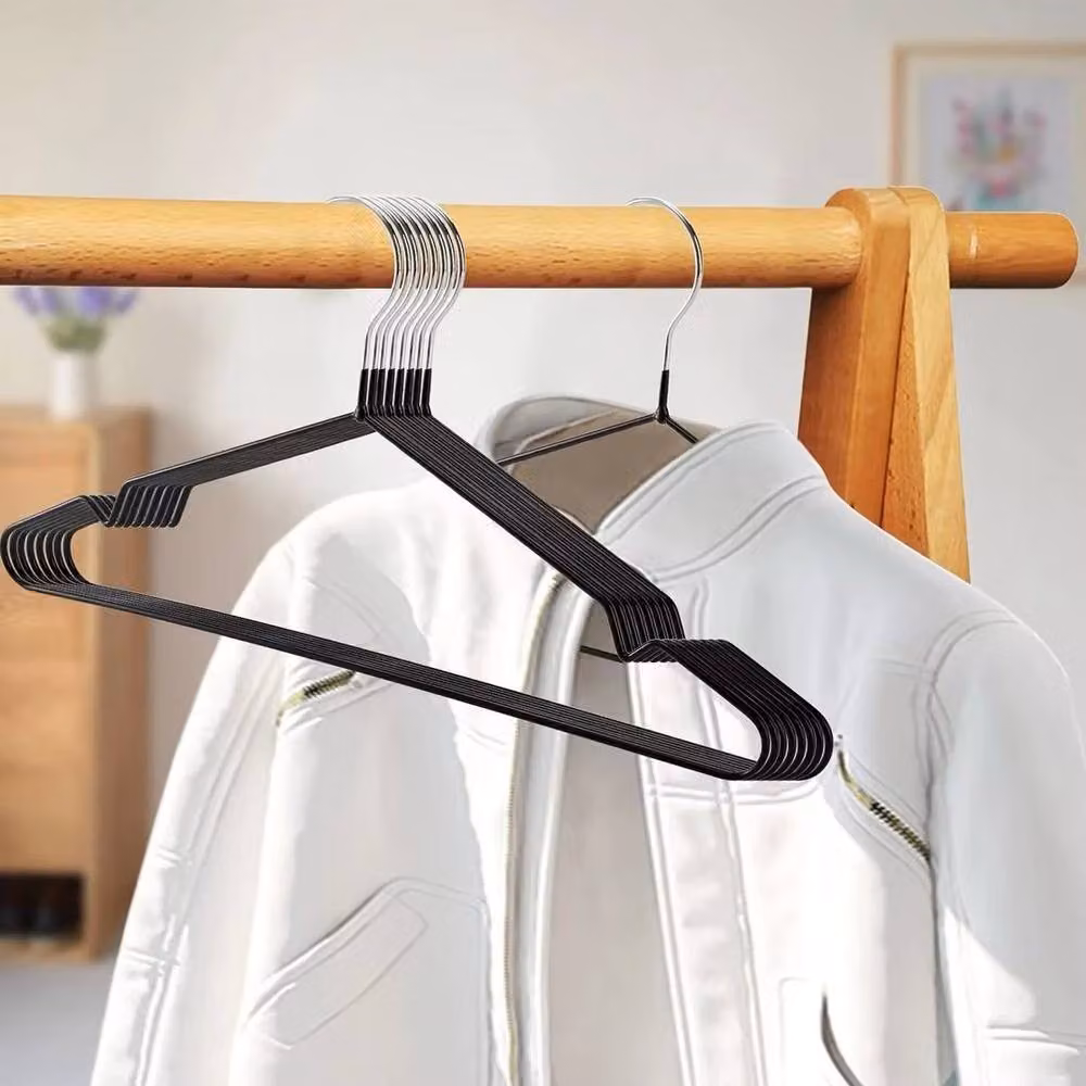 VOGREX 10-Piece Anti-Slip Metal Clothes and Trouser Hangers in Black – 4