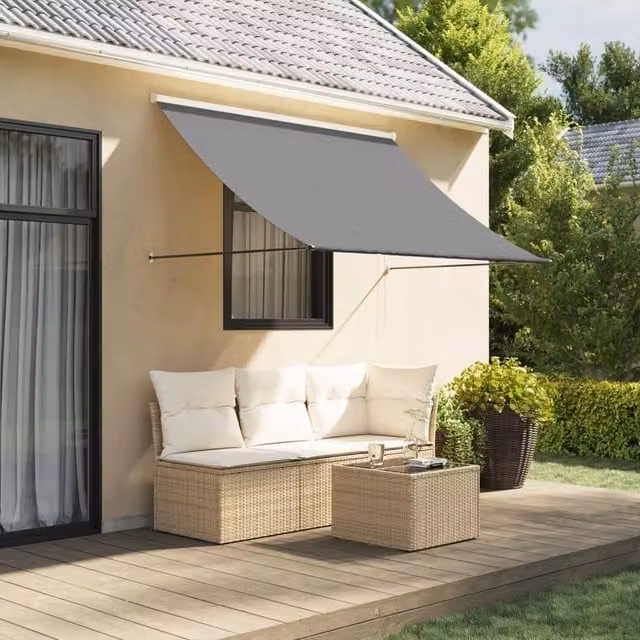 Berkfield Home Retractable Wall-Mounted Folding Arm Awning in Anthracite and Black, W: 200 cm, D: 150 cm