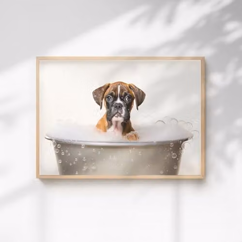 60 Second Makeover Boxer In The Bath Quirky Animal Print Paper Poster, A4