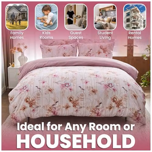 GAVENO CAVAILIA Kamala Pink Floral Duvet Cover Set with Pillowcases – 2