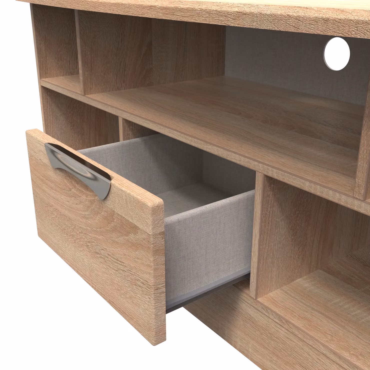 2 U Holborn Ready Assembled 1 Drawer TV and Media Unit in Light Oak – 3