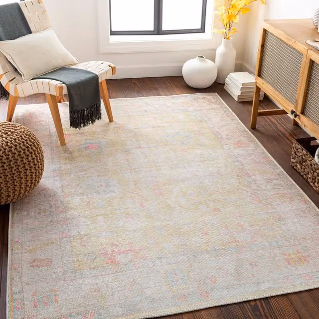Livabliss Kemer Washable Vintage Boho Living and Dining Room Rug in Green, Pink and Blue, W: 160 cm, D: 215 cm – 1