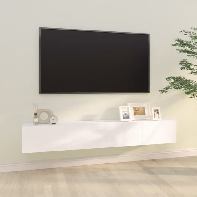 Berkfield Home Set of 2 White Wall Mounted TV Cabinets, W/D/H: 100 x 30 x 30 cm – 1