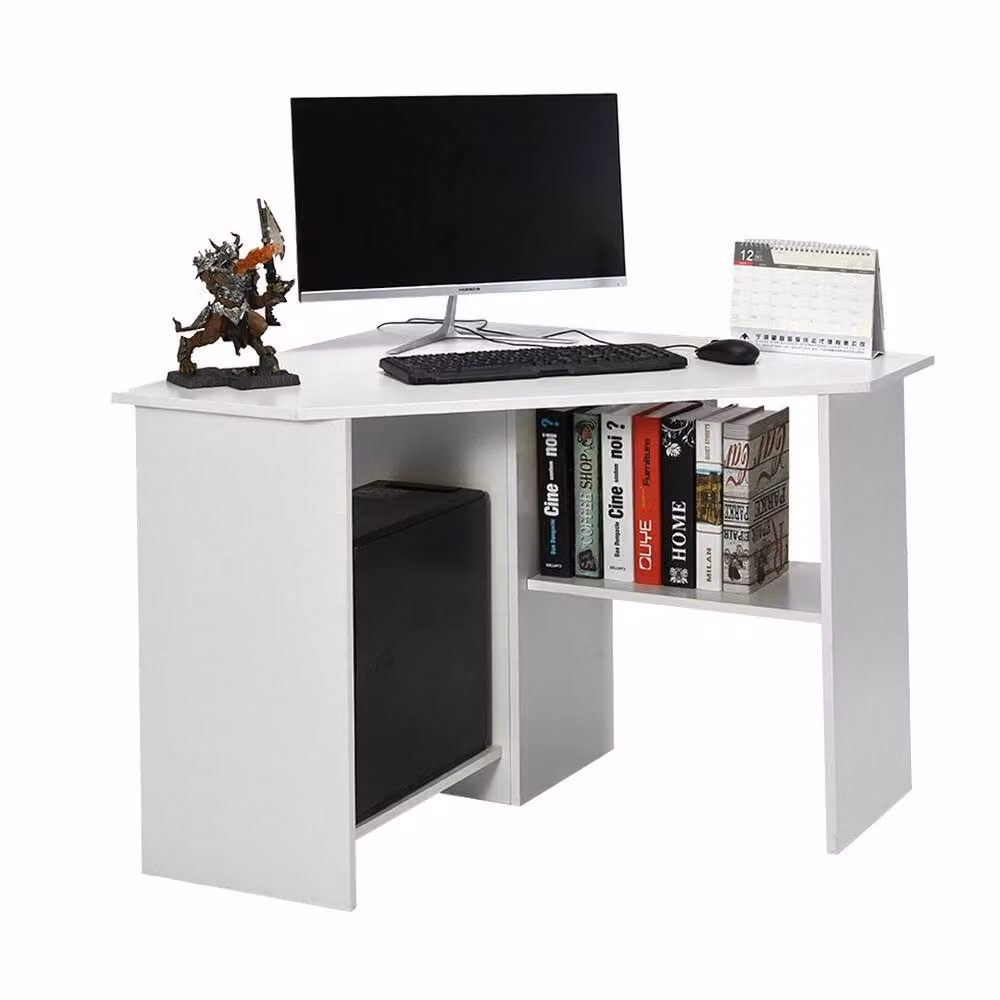 ERGOVEXA Modern Computer Desk with Shelf in White – 2