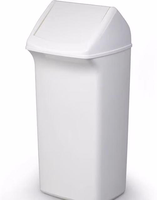 Durable DURABIN Square 40 Litre Plastic Waste Bin with Flip Lid - White
