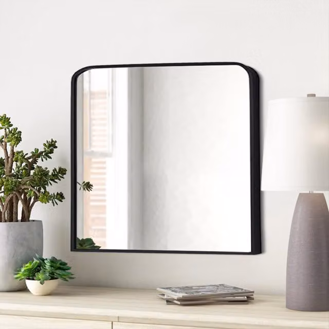 Livingandhome Modern Simple Arched Wall Mirror in Black