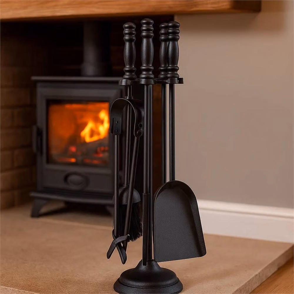Nordara 5 Piece Heavy Duty Fireside Companion Set in Black, Large – 5