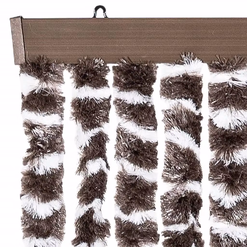Berkfield Home Chenille Fly Curtain in Brown and White, W/H: 100 x 200 cm – 3