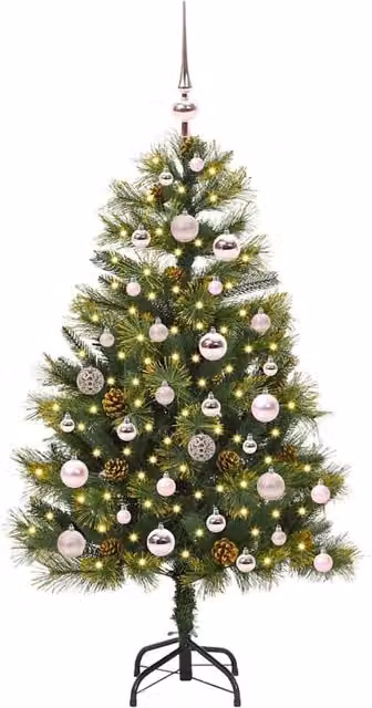 Berkfield Home Realistic Artificial Hinged Christmas Tree in Green with White Cones, Height: 120 cm – 1
