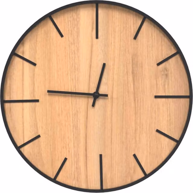 Berkfield Home Round Silent Analog Wall Clock in Brown, Diameter: 39 cm