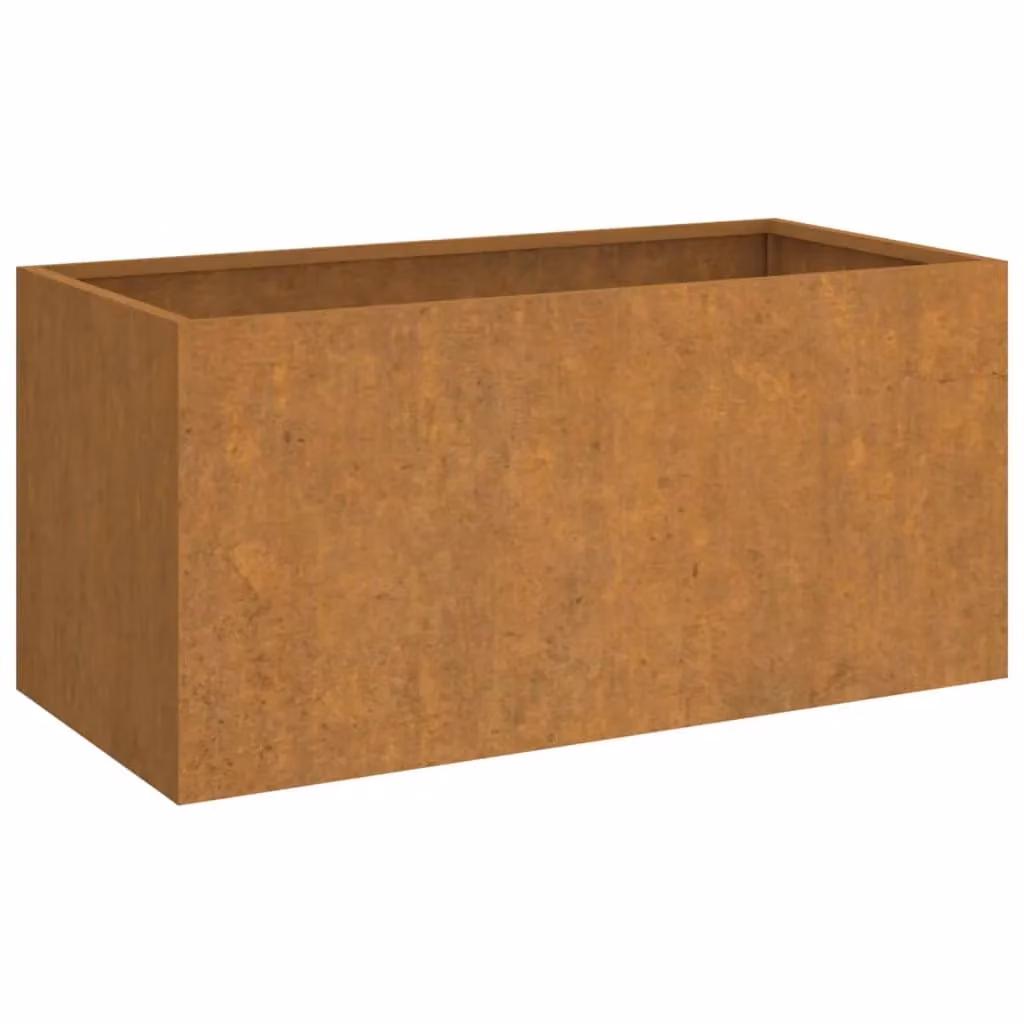 Berkfield Home Brown Corten Steel Ornamental Garden Planter Tub, W: 62 cm, D: 30 cm, H: 29 cm – 2