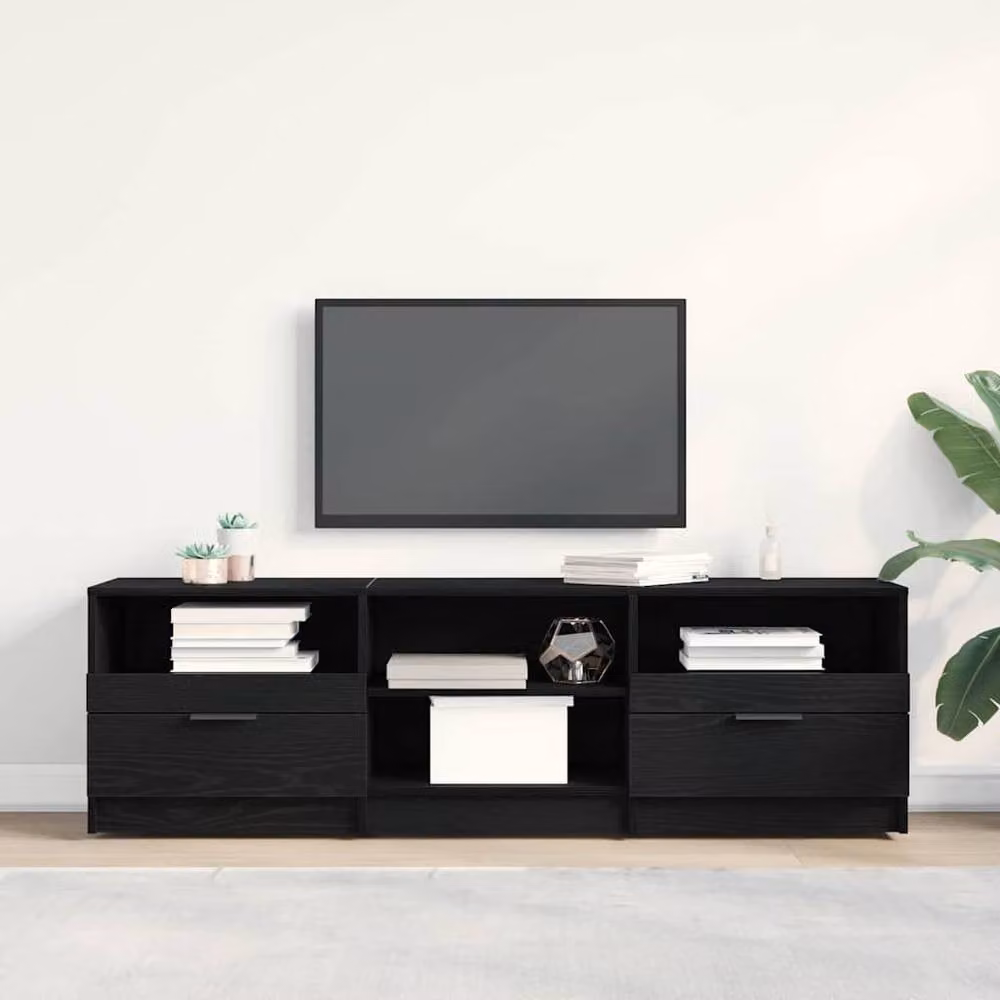 Berkfield Home Modern TV Cabinet in Black Oak, W/D/H: 150 x 33.5 x 45 cm – 2