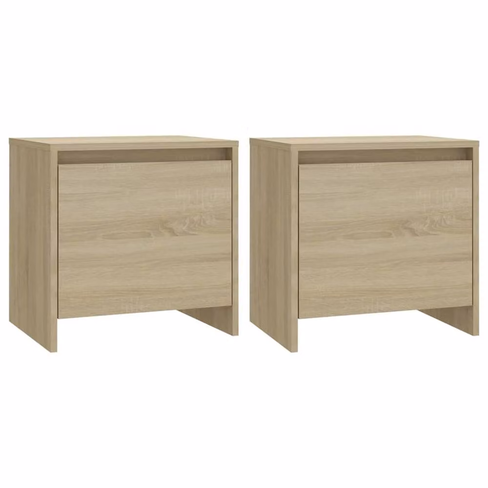 Berkfield Home Set of 2 Sonoma Oak Bedside Cabinets in Beige, W: 45 cm, D: 34 cm, H: 44.5 cm – 2