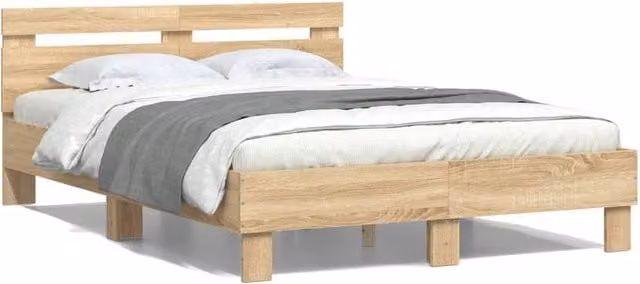 Berkfield Home Small Double Bed Frame in Sonoma Oak, W/D/H: 120 x 200 cm