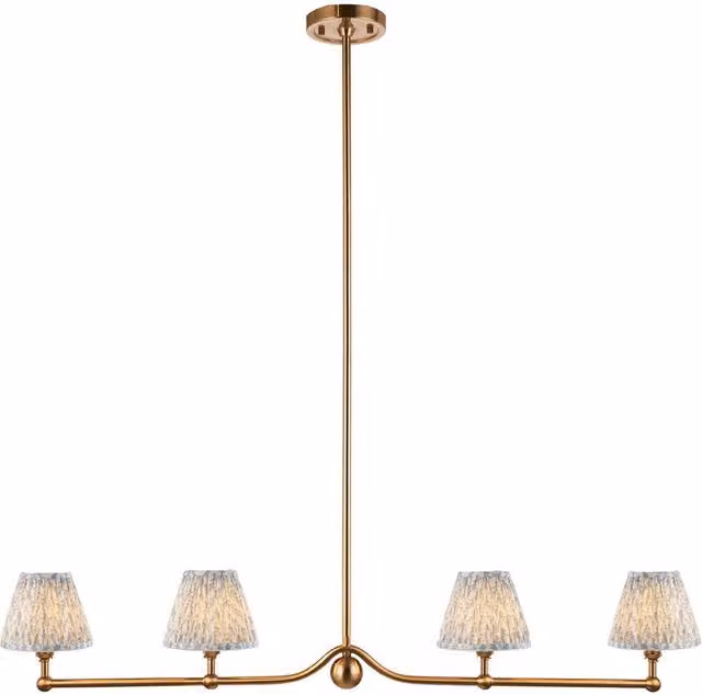 Netlighting Santiago Pendant Light with Blue Fabric Leaf Shade and Gold/Brass Details, 16 cm, 4x B22 – 1