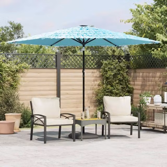 Berkfield Home Blue Garden Parasol with Steel Pole, W/D/H: 288 x 288 x 225 cm