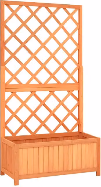 Berkfield Home Brown Garden Trellis Planter in Solid Firwood, W/D/H: 70 x 30 x 135 cm – 1