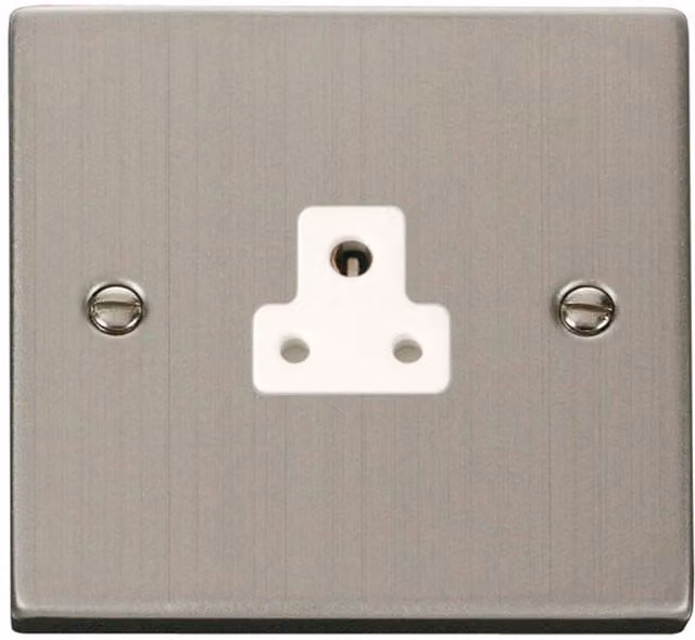 SE HOME Stainless Steel 1 Gang 2A Round Pin Surface Socket in White and Silver