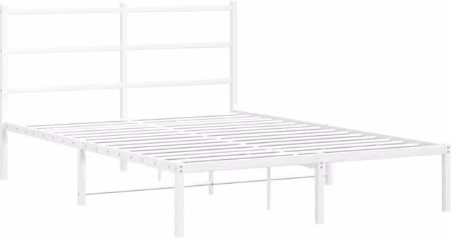 Berkfield Home Metal Bed Frame with Headboard, White, W/D/H: 140 x 190 x 90 cm
