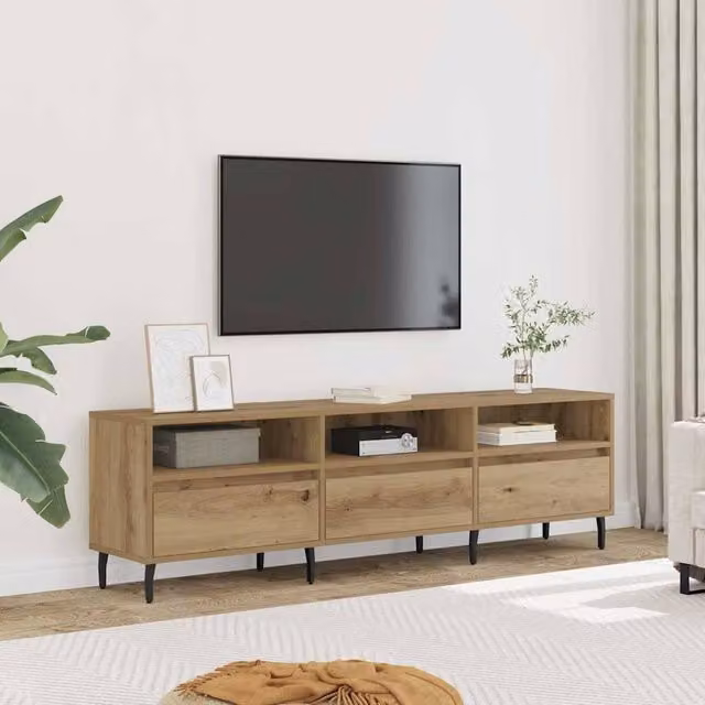 Berkfield Home Artisan Oak TV Cabinet in Brown, W: 150 cm, D: 30 cm, H: 44.5 cm – 1