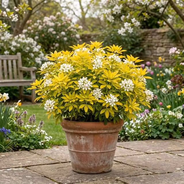 Choisya Sundance Mexican Orange Ornamental Shrub, Yellow and White, 7.5L