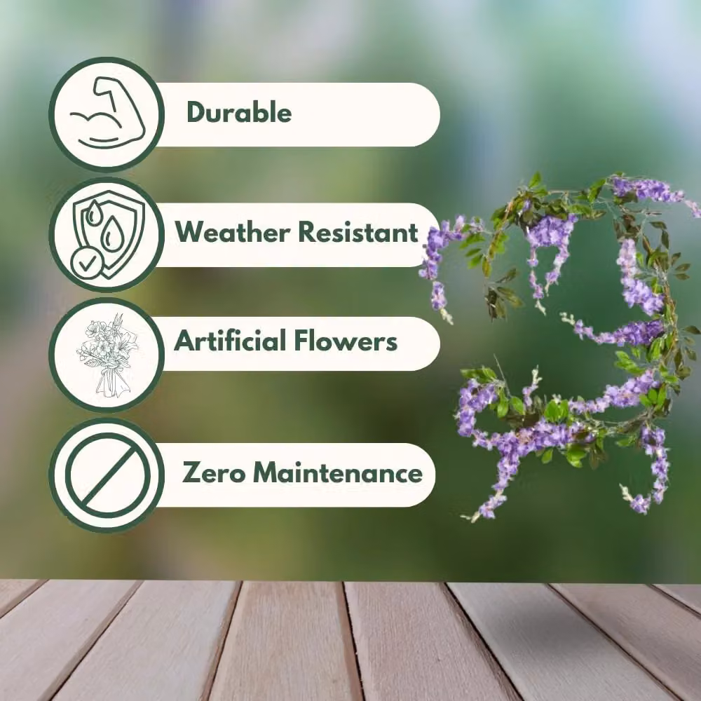 Marco Paul Summer Wisteria Floral Hanging Garland in Purple, 180 cm – 3