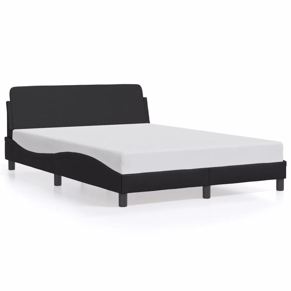Berkfield Home Upholstered Double Bed Frame in Black Faux Leather W/D/H: 135 x 190 cm – 2