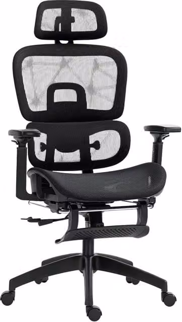 Rolipo Ergonomic Black Mesh Office Chair with Headrest and Adjustable Seat Depth – 1