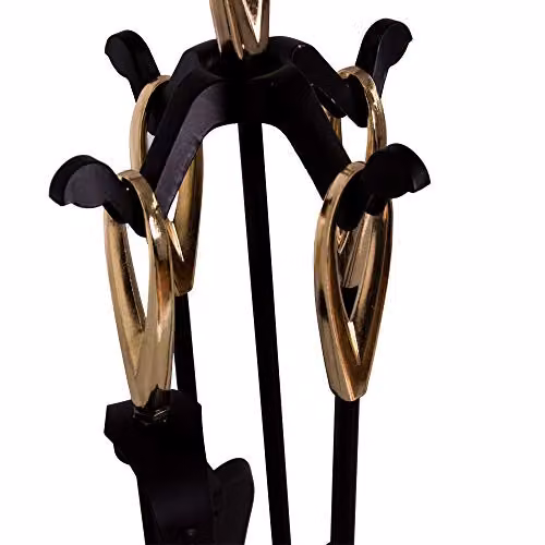 Fire Vida 5 Piece Buxton Fireplace Companion Set in Black and Gold – 5