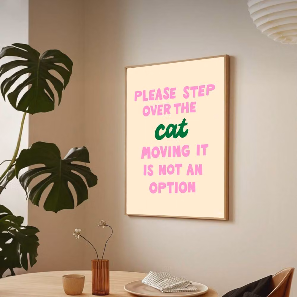 The Paper Tail Step Over The Cat Multicolour Art Print, Size: 21.0 x 29.7 cm – 3