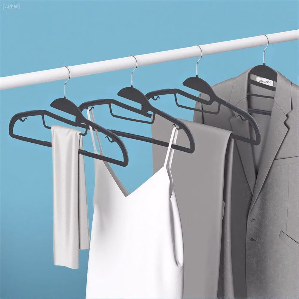NESTLUNE Black Non-Slip Space-Saving Plastic Coat Hangers for Adults, Pack of 30, W: 100 cm, D: 15 cm, H: 20 cm – 3